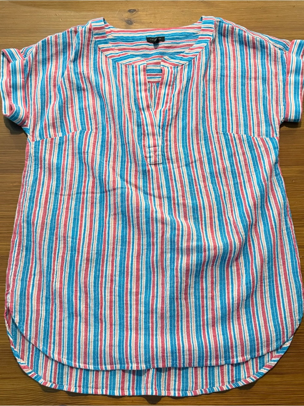 Talbots Pink Blue & White Striped Blouse - Small